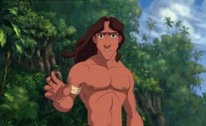 Tarzan as the animated character from the Disney film.
