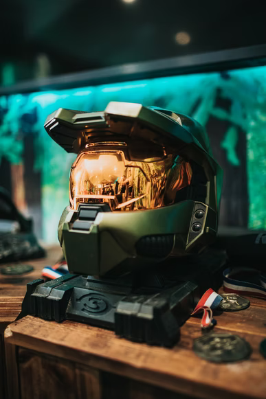 Halo Master Chief Mk 6 character helmet. Photo by Nathan Dumlao. 